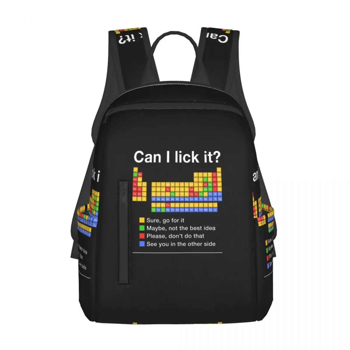 Can I Lick It Periodic Table Backpack Daypack Large Capacity Boys Girls BookBag School Bag Shoulder Bags for Men Women