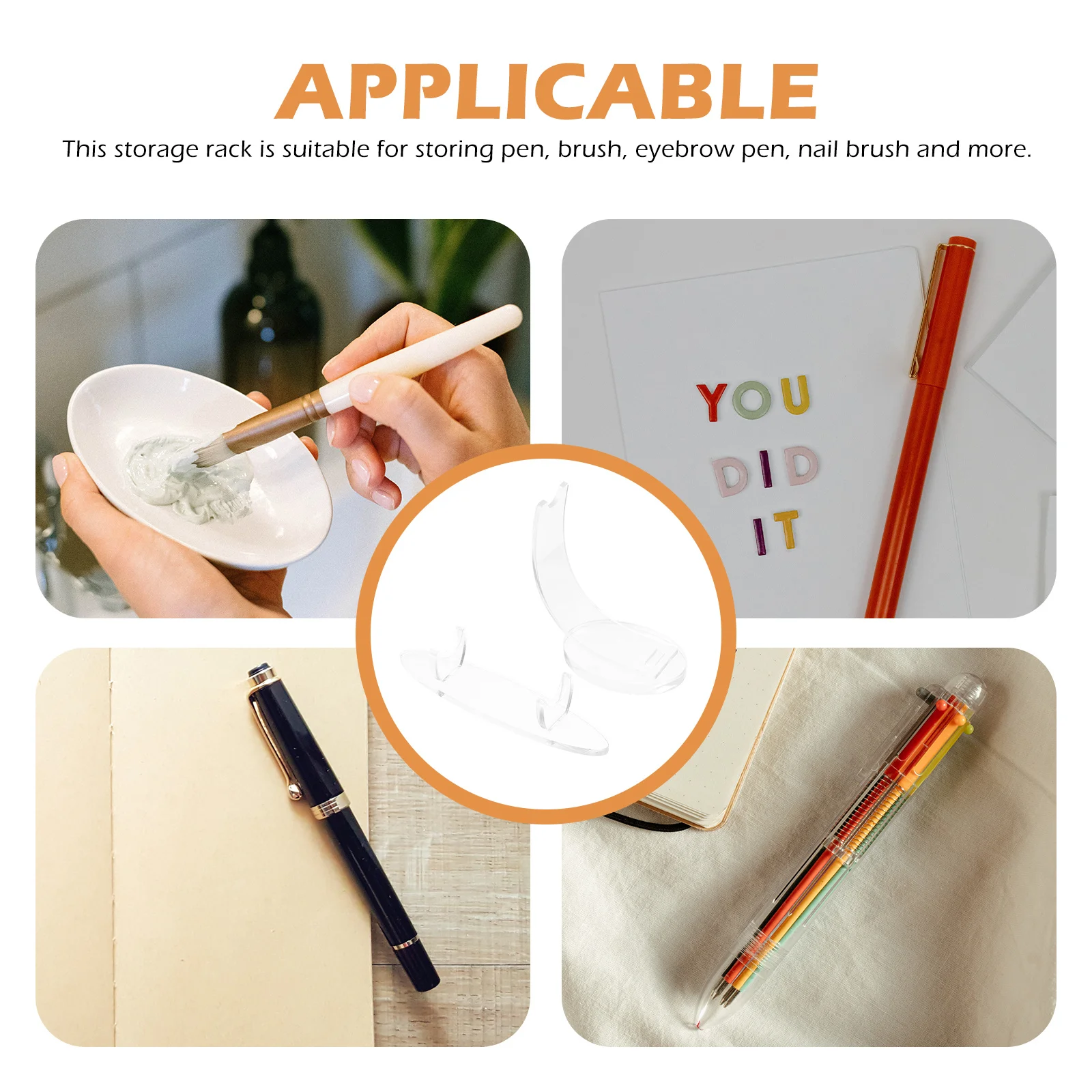 2Pcs Pen Display Stand Acrylic Makeup Brush Organizer Clear Rack Space Saving Neat Desk Tidy Pen Stand Eyebrow Pencil Holder