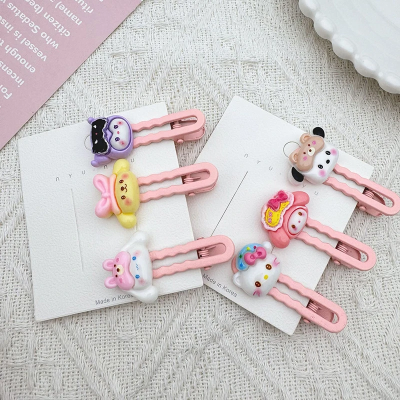 Sanrio Cartoon Anime Sanrio Kuromi Pudding Dog Duckbill Clip For Girl Kids Gifts Cute Side Clip Bangs Clip Hair Accessories