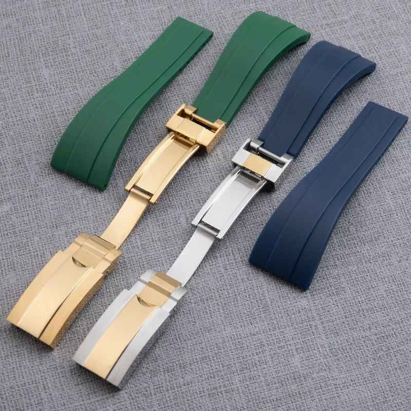 لحزام رولكس لـ DeepSea Sea-dwelsterpertual 20 مللي متر 21 مللي متر حزام ساعة ذو نهاية مسطحة حزام ساعة مطاطي ناعم