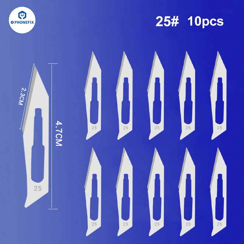 10 stücke Kohlenstoffs tahl schnitzen Skalpell messer 10 #21 #23 #24 #25 # chirurgische Klingen DIY schneiden Motherboard BGA Reparatur chirurgisches Messer – Detail 16