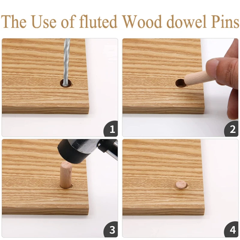 50-300 stücke Holzbearbeitung Dübel Jig Kit Runde Rillen Geriffelte Holz Stecker Holz Dübel Pins Stange Bohren Guide Locator werkzeug – Detail 4