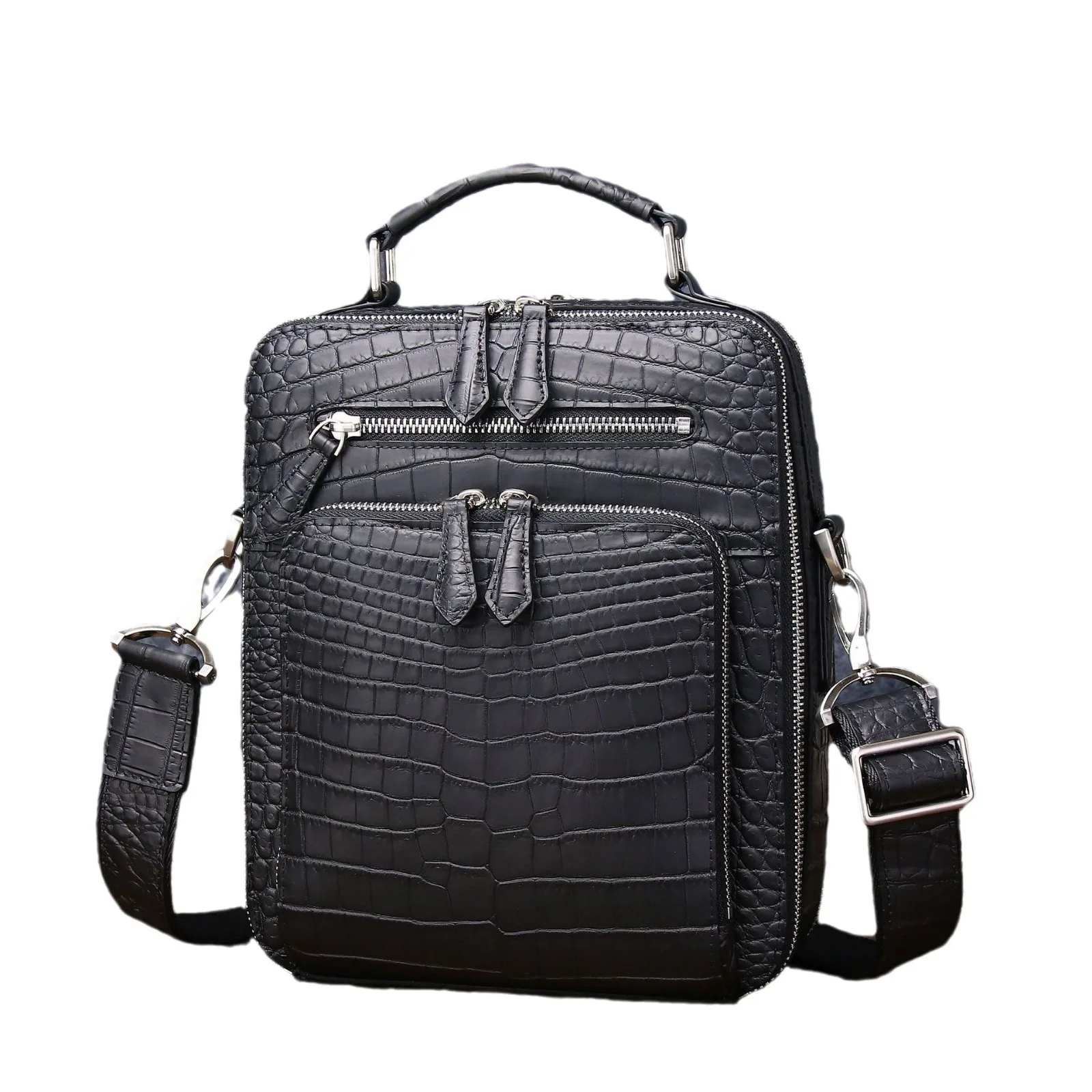 

2024 New Fashion Crocodile Belly Pattern Shoulder Diagonal Straddle Box High End Men's Bag кожа портфель сумка мужская кожаная