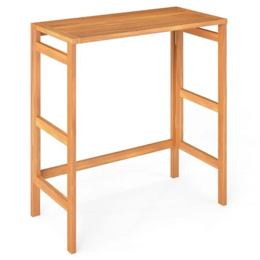 

Складной уличный барный стол из акации прямоугольной формы с решетчатой столешницей для патио, балкона, заднего двора, сада