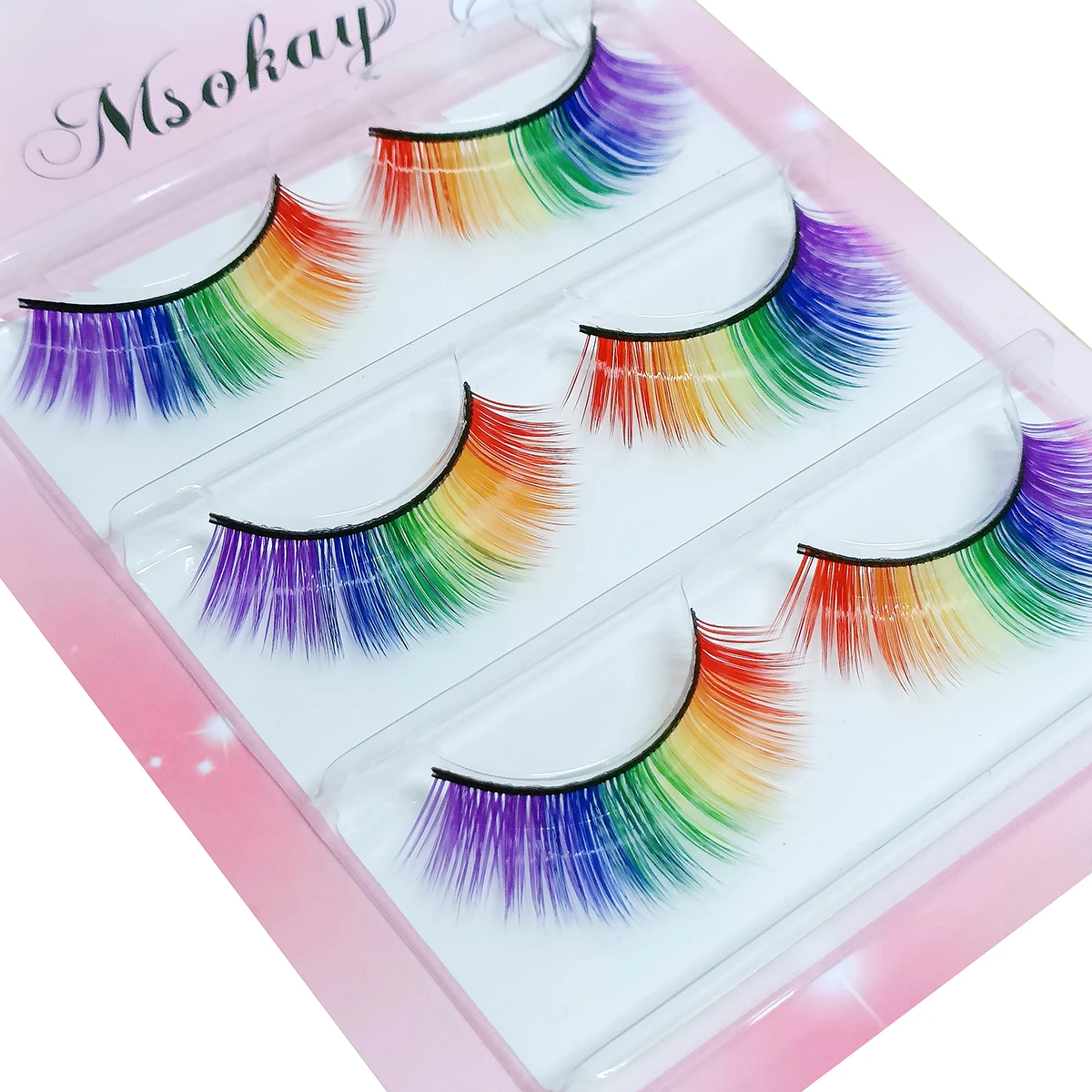 3 paia 3D soffici ciglia colorate ciglia finte colori arcobaleno ciglia per bambole trucco ciglia finte estensione ciglia lunghe