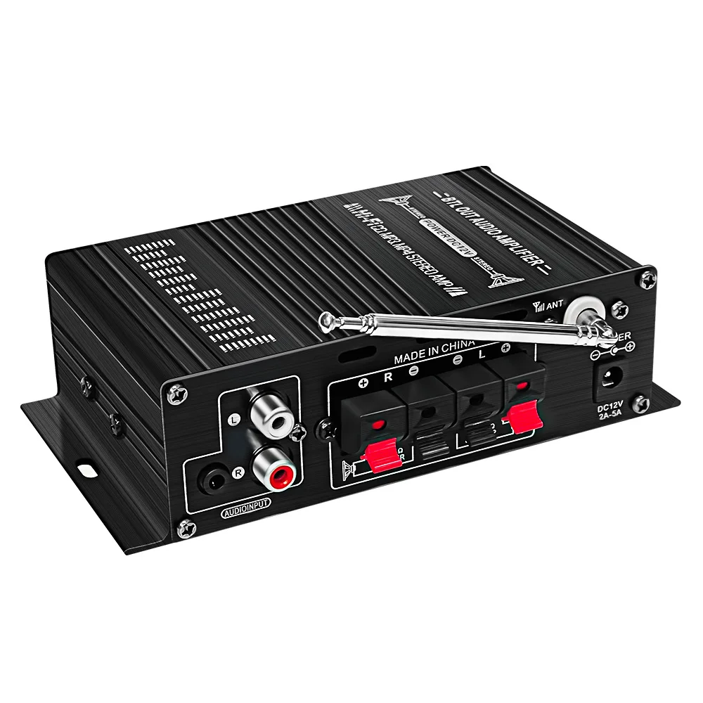 AK-360 Bluetooth 5.0 Car Home Audio Power Amplifier 2.0 Channel Home Mini Hi-Fi Class AB Amplifier with Bass and Treble Controls