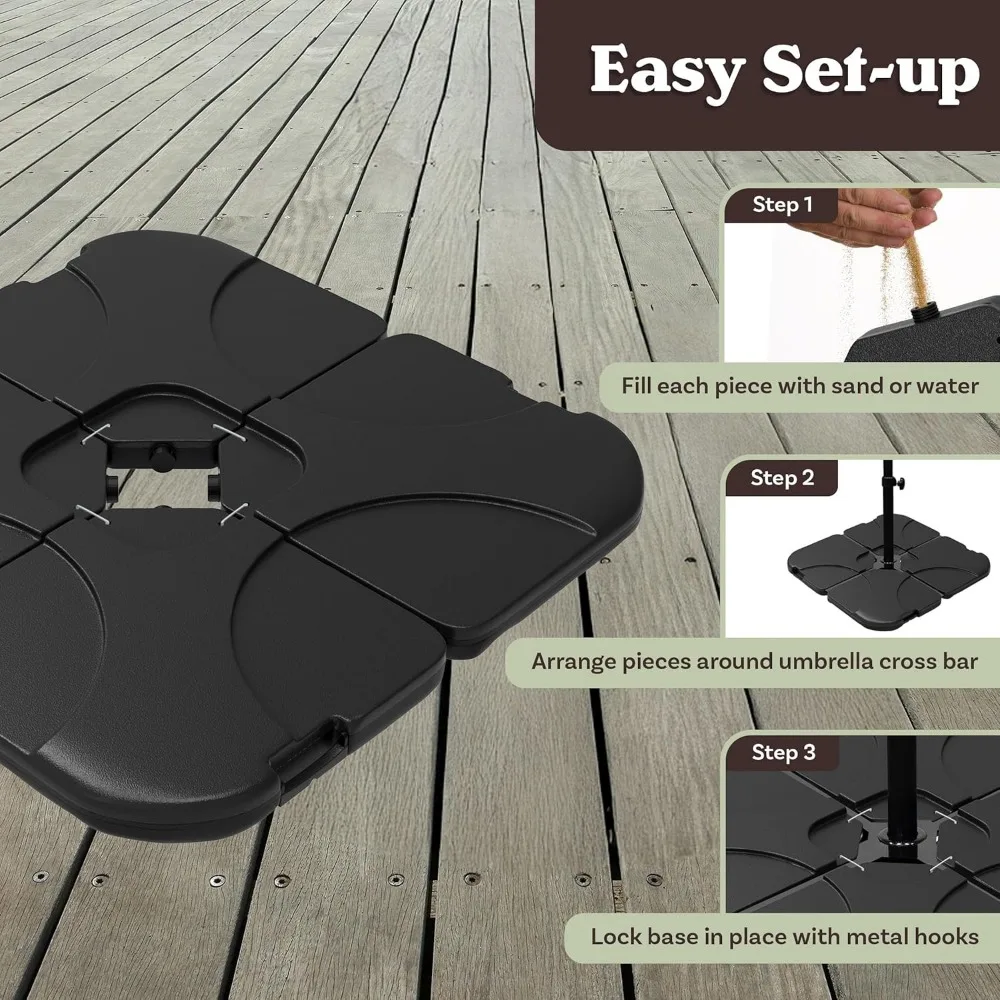 حامل مظلة للفناء الخارجي - قاعدة رملية شديدة التحمل لمظلات العارضة والكابولي والإزاحة بسعة 220 رطل