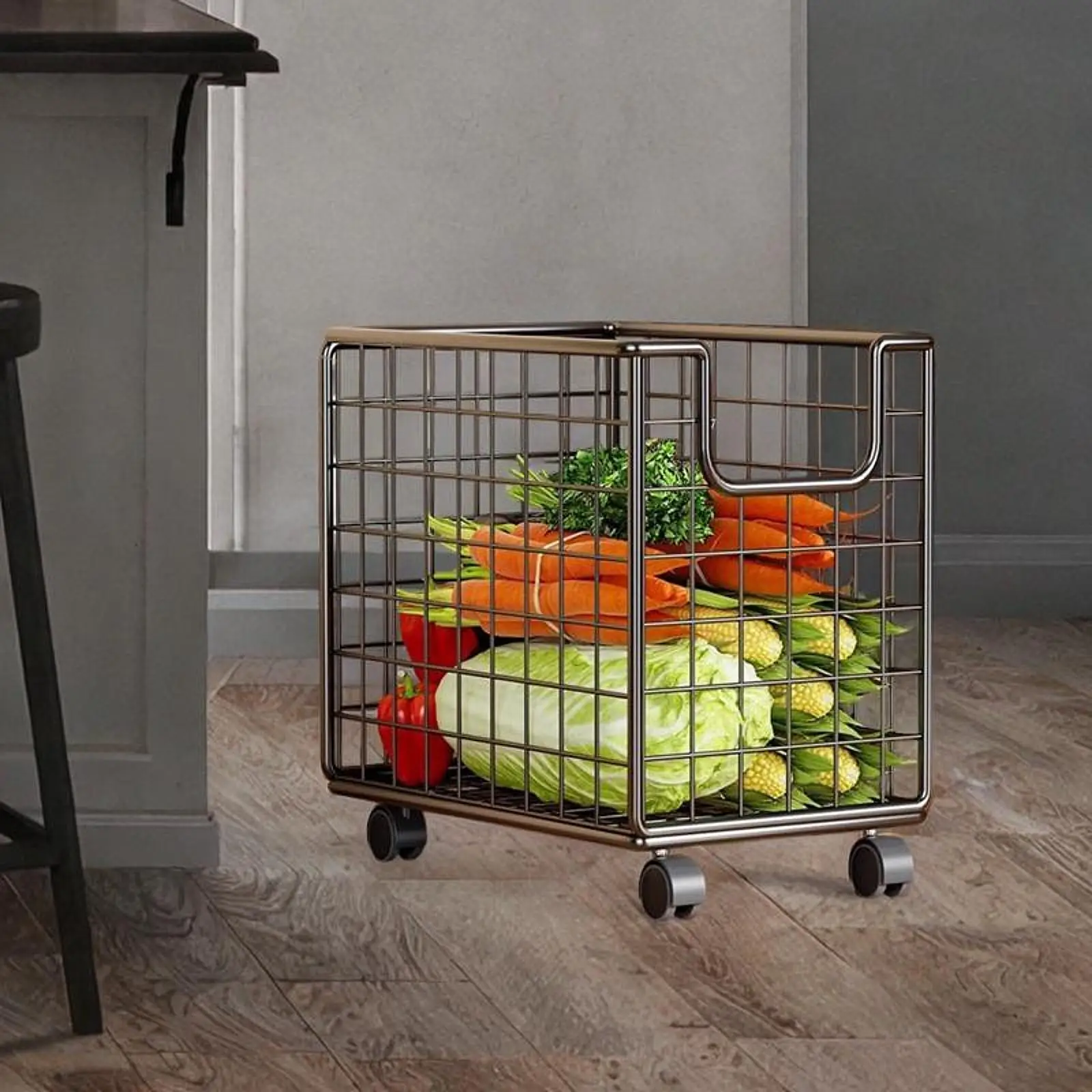Kitchen Storage Cart with Wheels Sturdy Organizer Storage Baskets Pantry Rack Rolling Cart for Kitchen Dining Room Living Room