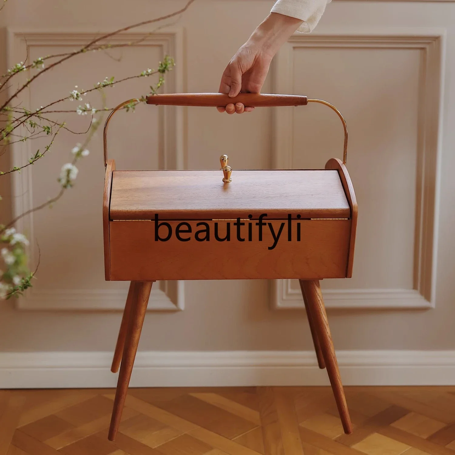 X Mobile Solid Wood Storage Cabinet Living Room Bedroom Accessories Compartment Storage Box Bedside Storage