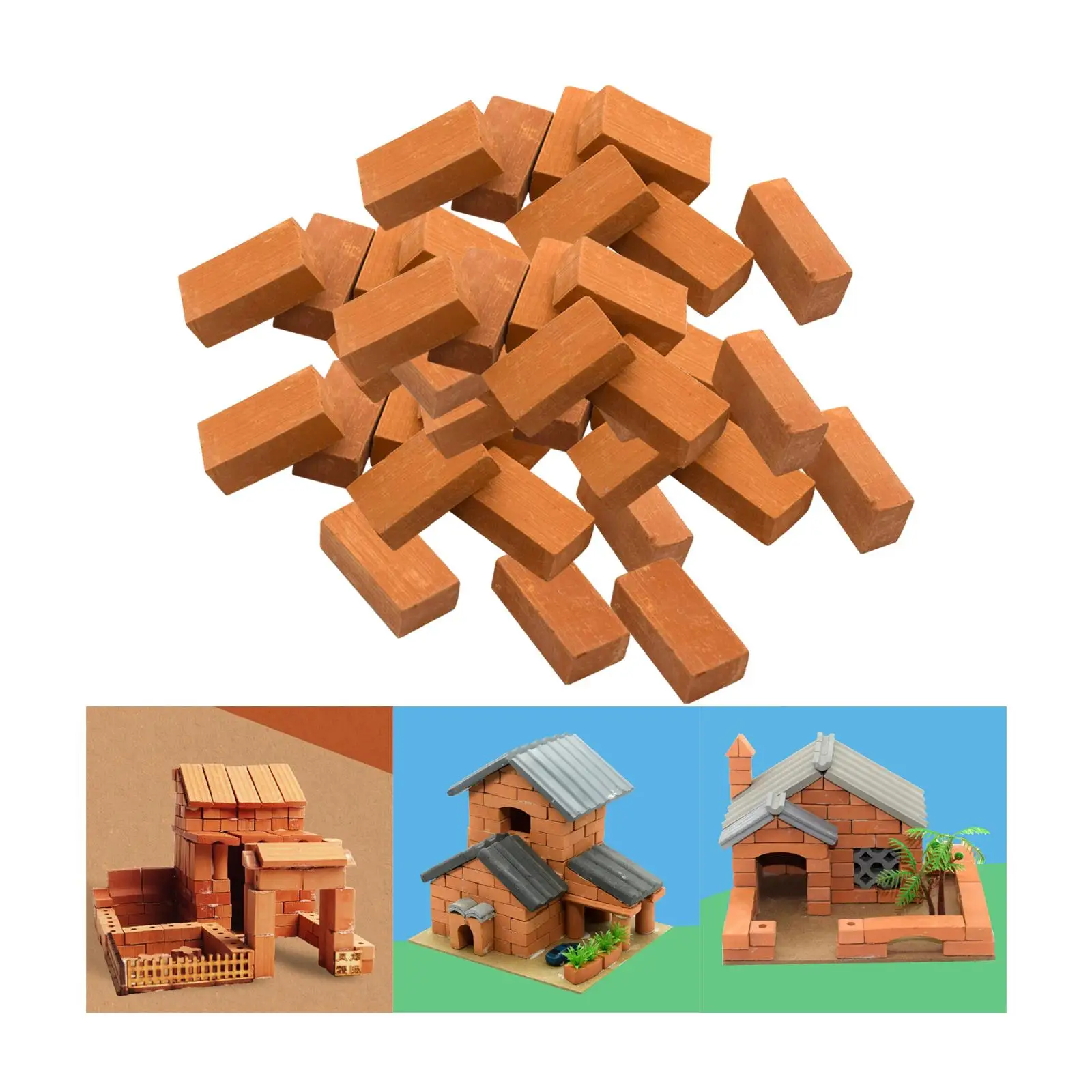 Mini Bricks Roof Tiles Dollhouse Decor DIY Decor for Scenery Building Accs 50pcs blue bricks