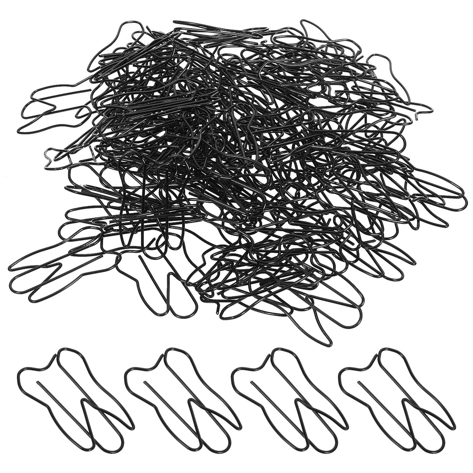 

100Pcs Black Tooth Paper Clips Creative Paperclip Bookmark Clips Office Document Clamps Stationery Tooth Shaped Paperclip