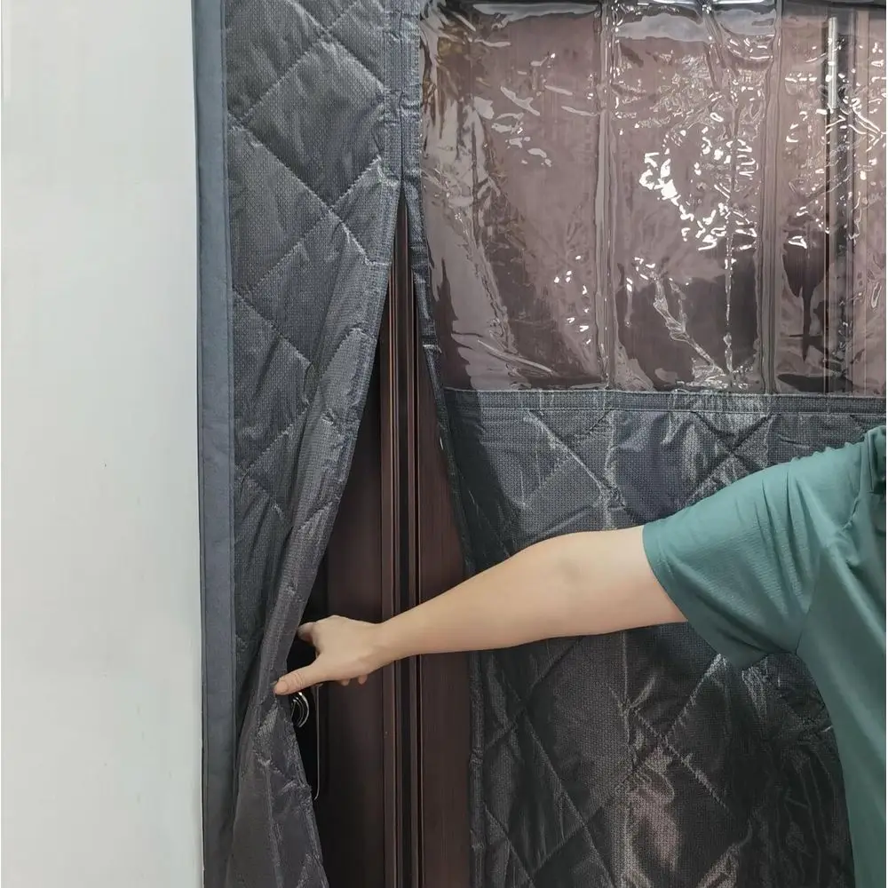 ستارة باب معزولة مغناطيسية، 65 × 82، مفتوحة من الجانب، رمادي، تحافظ على الدفء/البارد