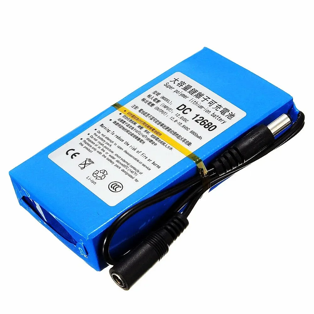 12V 9.8Ah 12.6VDC Lithium Polymer Battery  Rechargeable High-Density LiPo Battery Pack for CCTV Camera & Wireless Transmitter