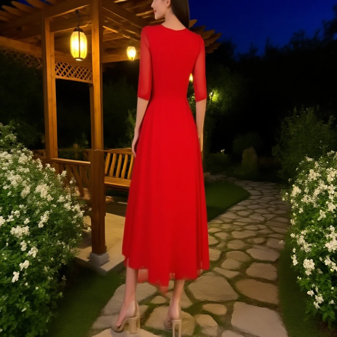 ชุดแต่งงานทรงเอยาวถึงข้อเท้าผ้าชีฟองลูกไม้คลาสสิกที่กําหนดเองสําหรับแม่ของเจ้าสาวสําหรับงานราตรีที่เป็นทางการ