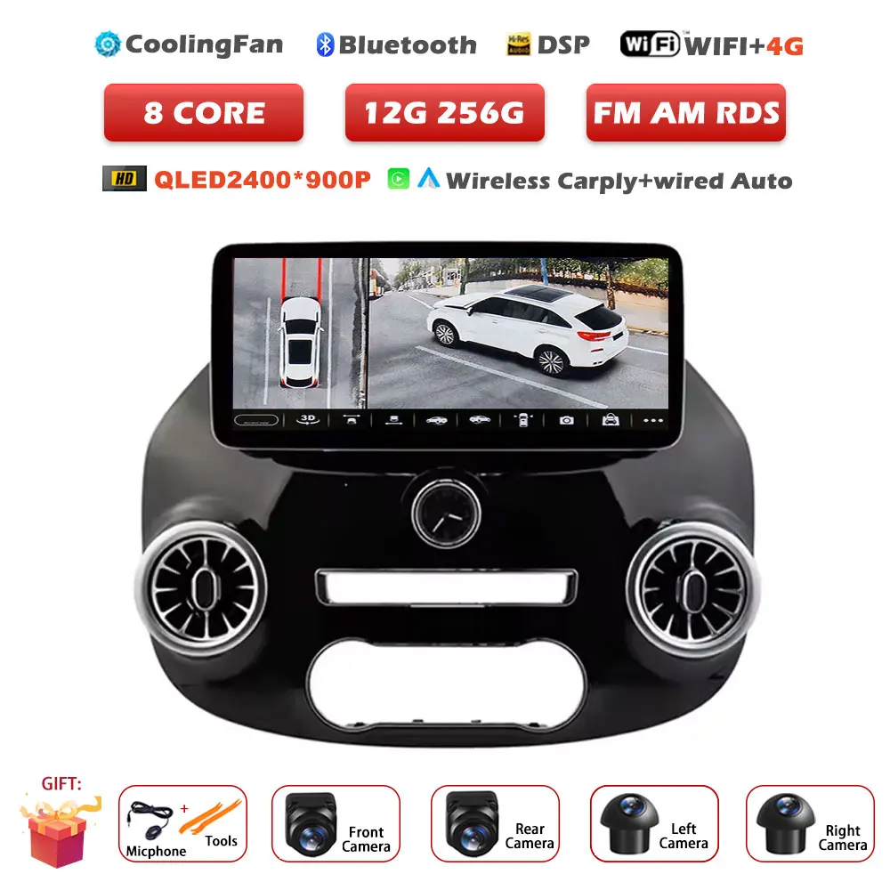 12.3 inch Android 16 Auto voor Benz Vito W447 2014-2022 autoradio multimediaspeler GPS radio draadloze CarPlay navigatietools