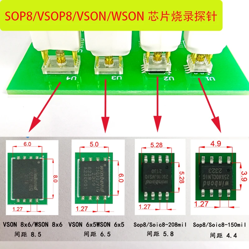 Sop8/wson Chip Download Burning Burning Probe Spring Pin Flash Eeprom Chip Burning Cable