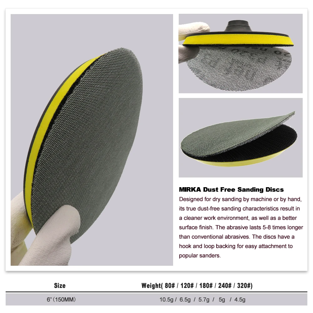 5/6 Inch Mesh Sandpaper Mixed Set 10 Pcs Assorted 80-800 Grits Mirka and 977A+ Different Kind Hook and Loop for Polishing Metal