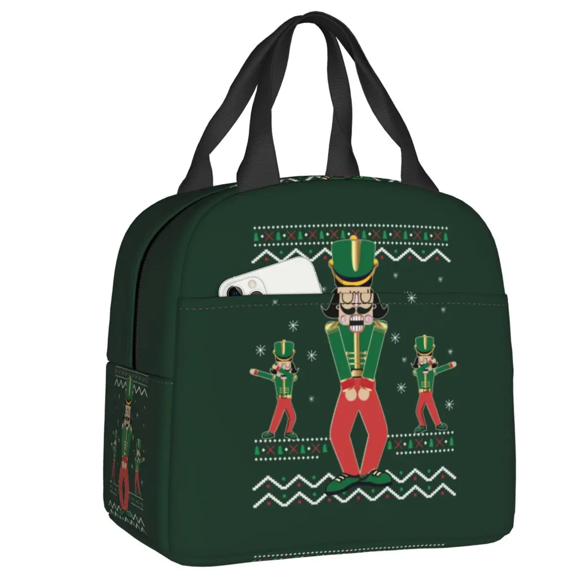 

Custom Christmas Nutcracker Dabbing Lunch Bag Men Women Cooler Warm Insulated Lunch Boxes for Adult Office