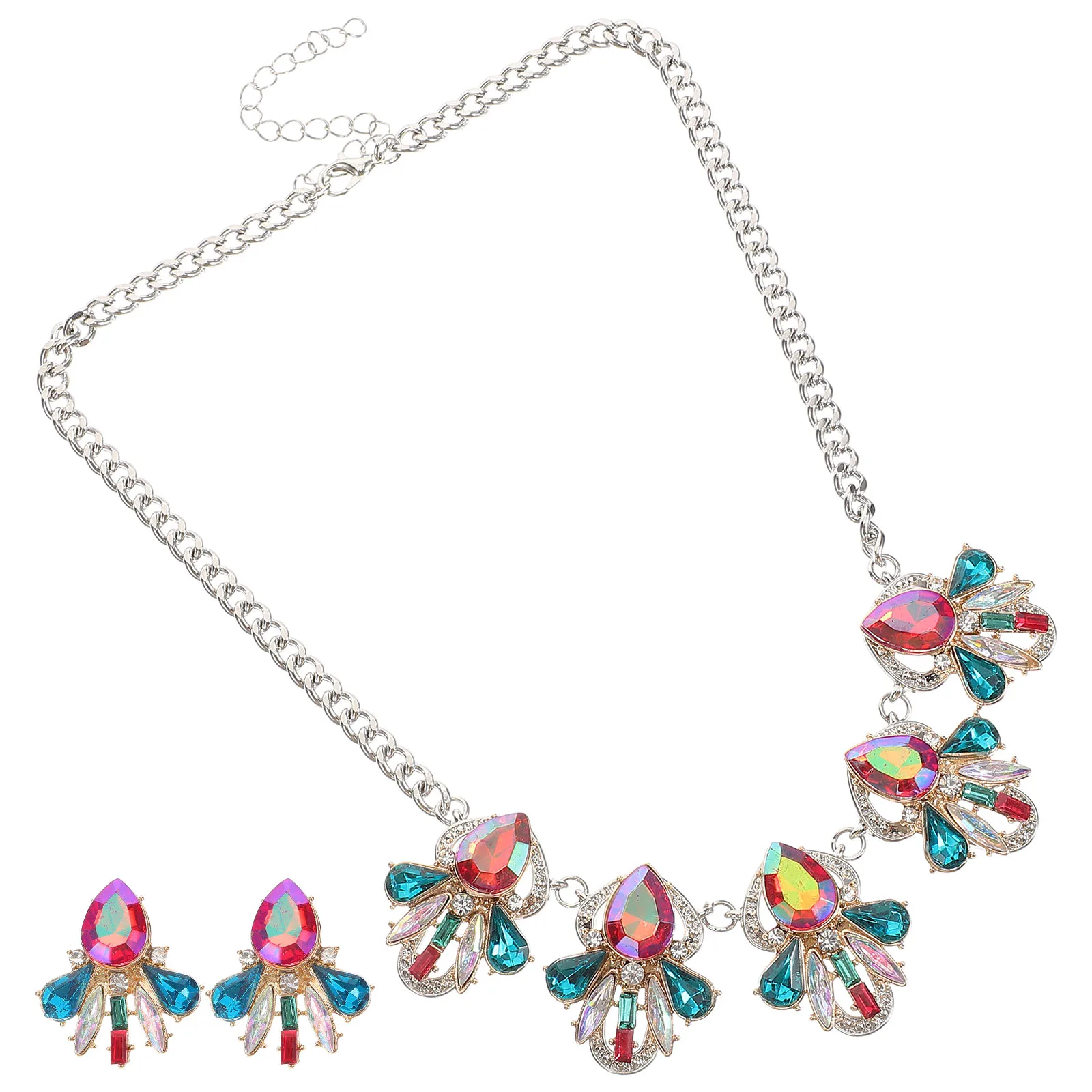 

Ethnic Style Necklace Earring Set Vintage Rhinestones Bohemia Alloy Pendant Fashion Jewelry Gifts for Women Girls