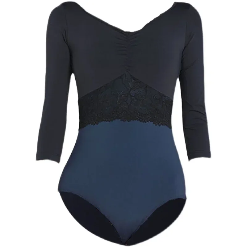 Damen Kurzarm V-Ausschnitt und V-Back Nylon Stoff für Erwachsene Ballett Dance wear Gymnastik Trikot Tics Trikot