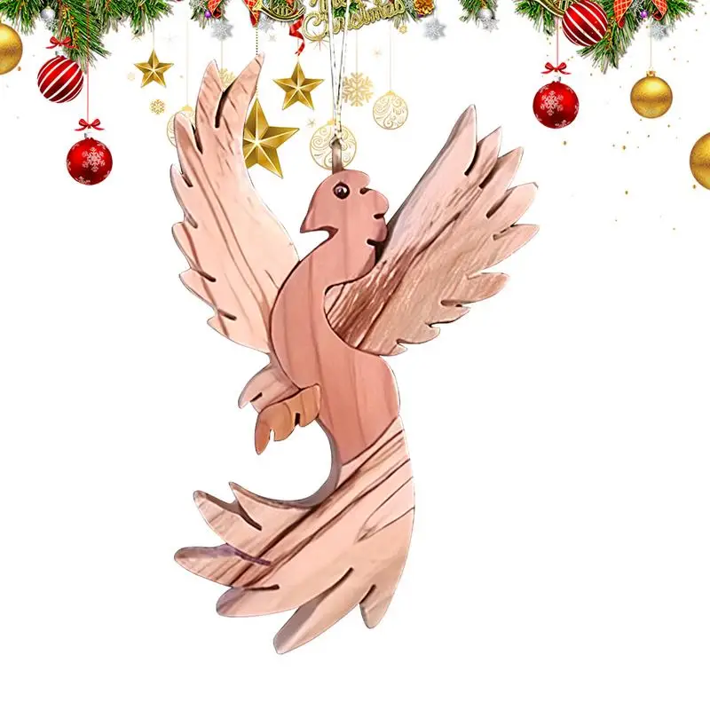 

Christmas Bird Cutout Ornaments Wood Phoenix Bird Christmas Cutouts Pendant With Rope Festival Tree Bird Silhouette Ornament For