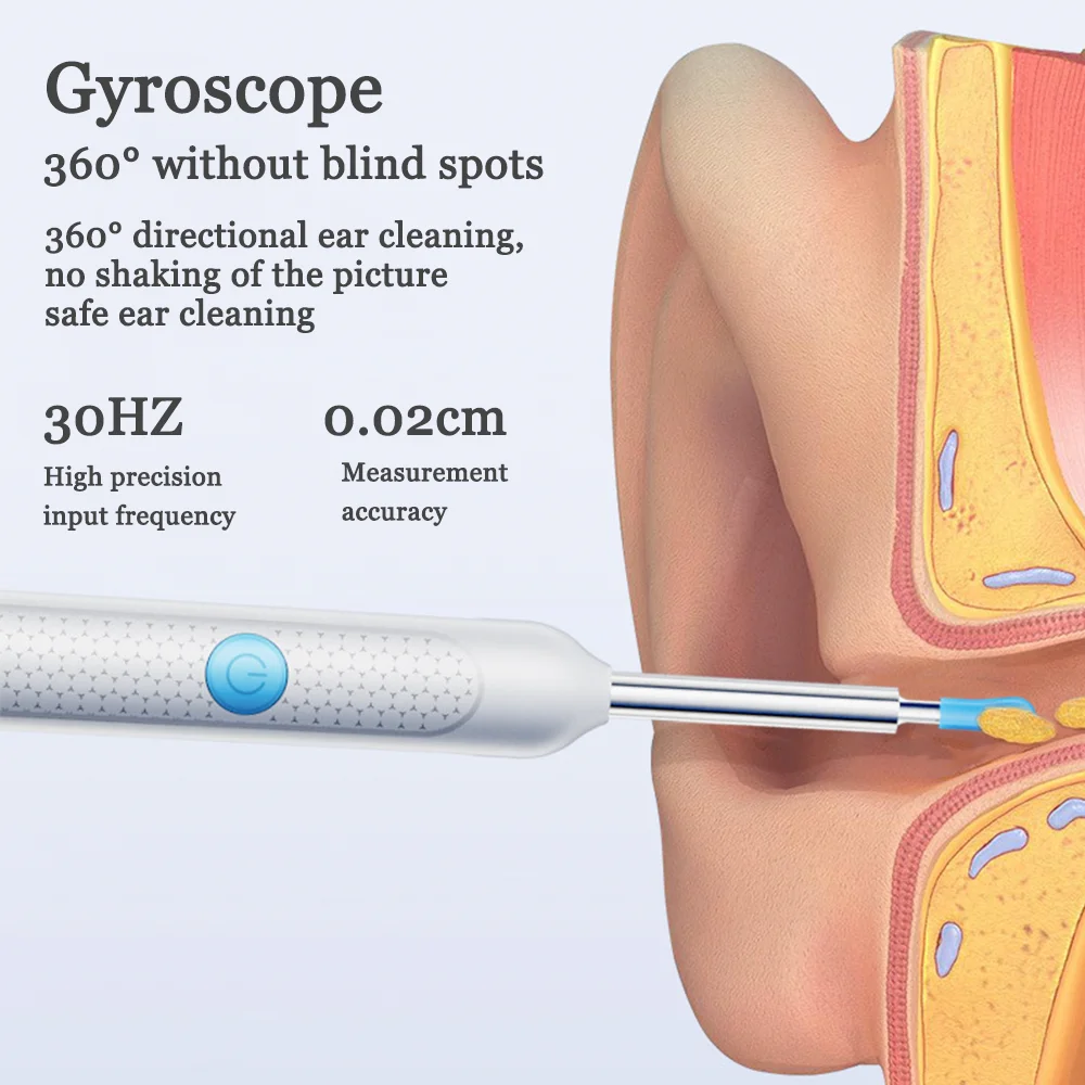كاميرا منظار الأذن اللاسلكية الصغيرة الذكية، تطبيق منظف الأذن، مزامنة في الوقت الحقيقي، أداة إزالة شمع الأذن، الرعاية الصحية لقناة الأذن
