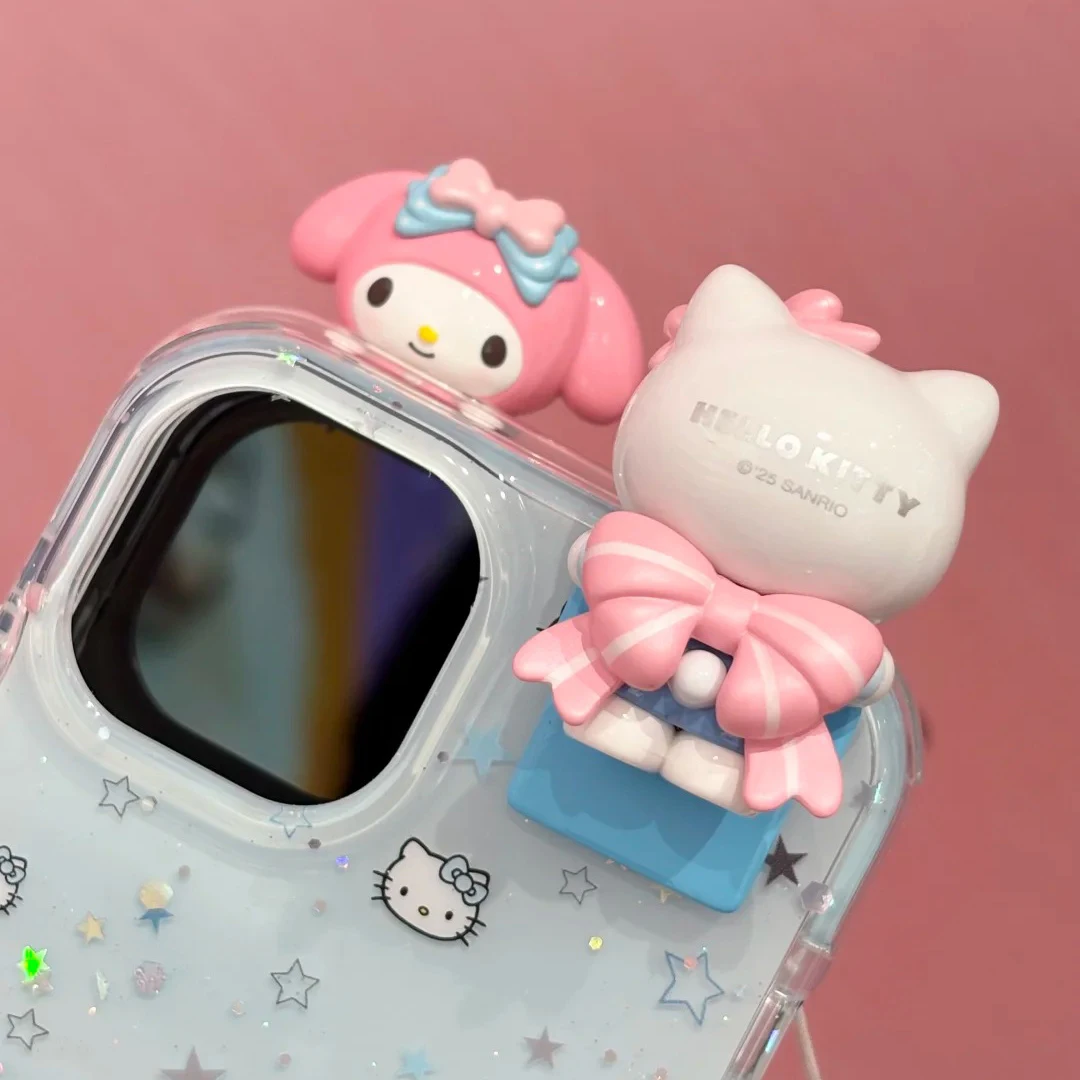Hello Kitty Bow Sweetheart Series Lying Mini Bean Peripheral Trendy Toys Mini Grain Cute Doll Phone Sticker Ornament Girls Fans view 2