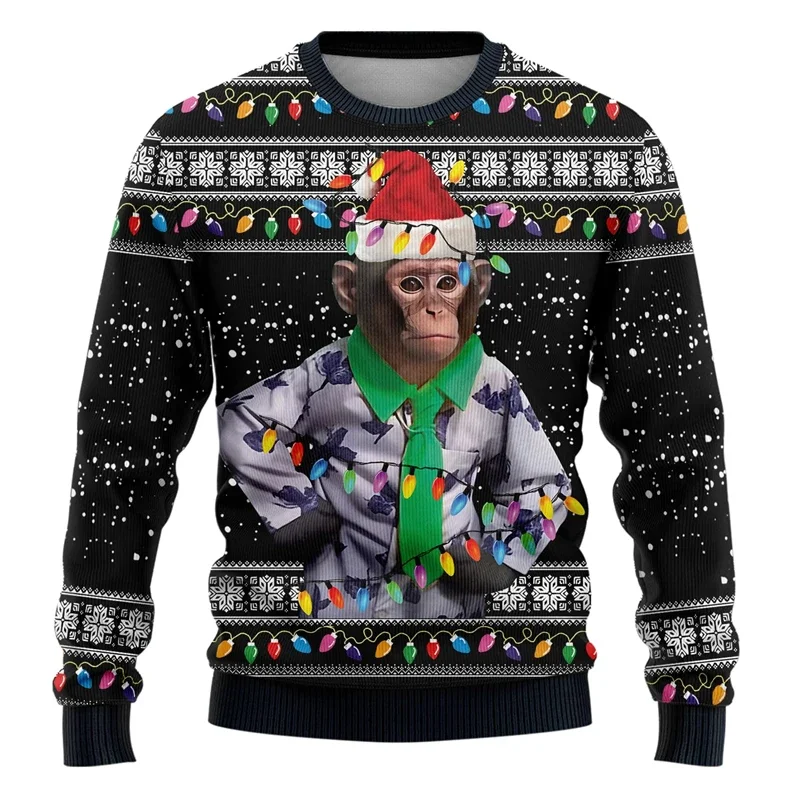 

Funny Animal Hip Hop Monkey Ugly Christmas Sweater For Men Clothing Graphic Sweatshirts Hilarious Unisex Pullovers Boy Tracksuit