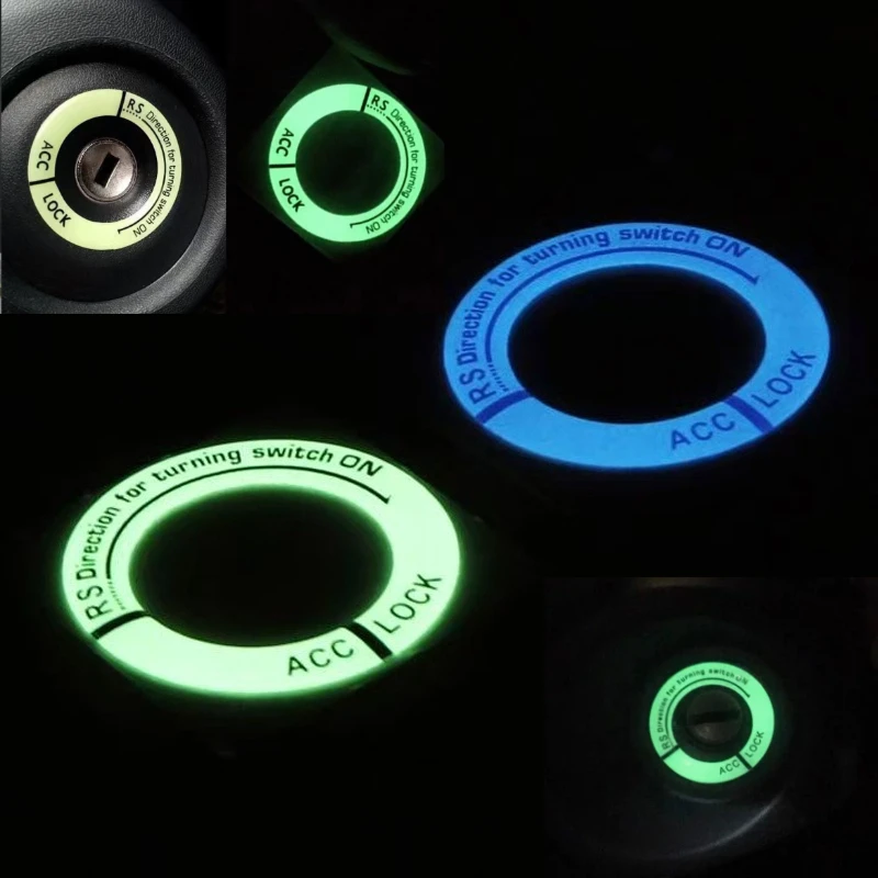 1pcs Auto Motorcycle 3D Luminous Ignition Key Ring Sticker Car Decals Decoration Key Fluorescent Circle
