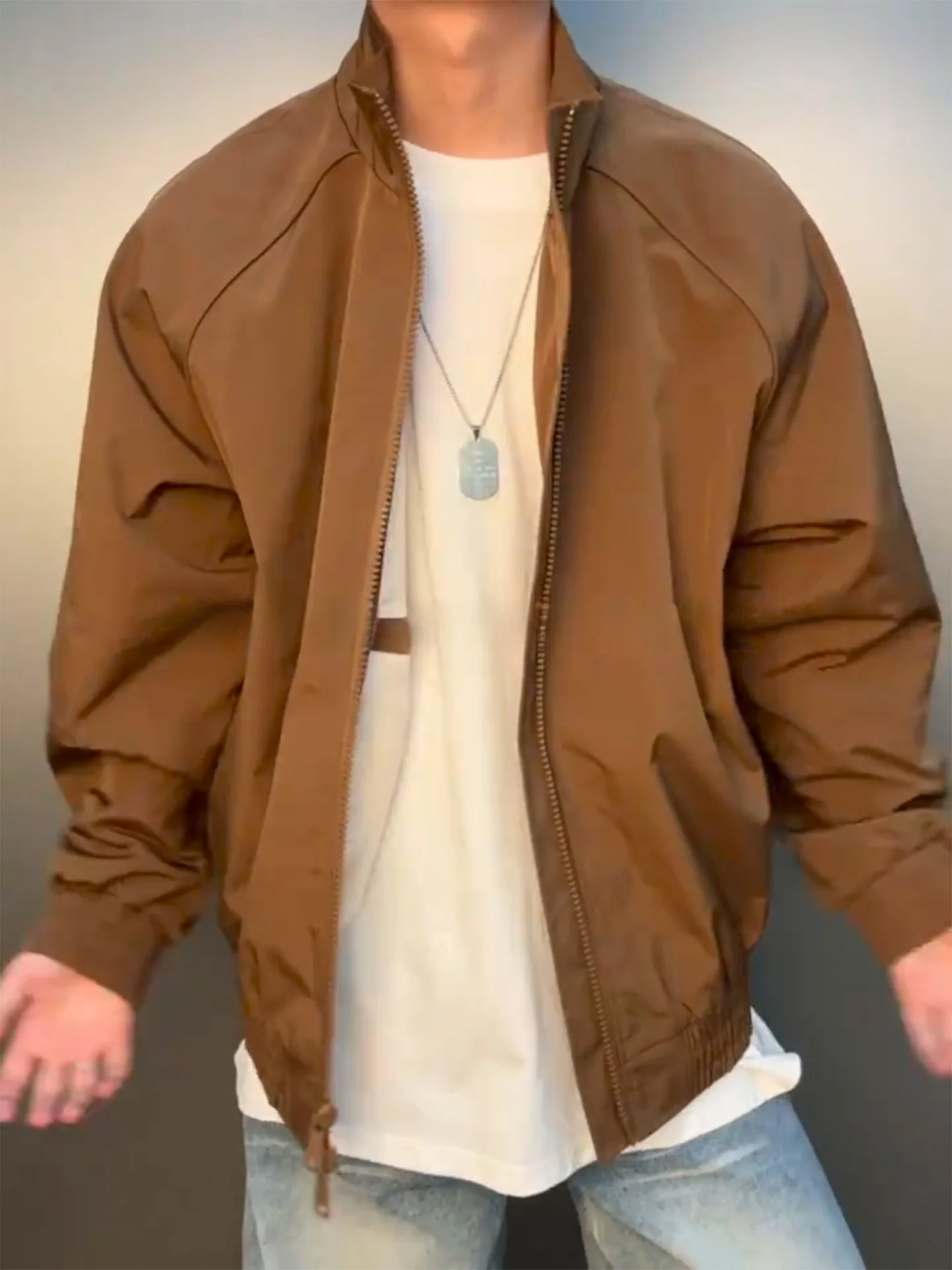 

Мужская куртка-бомбер в американском ретро-стиле с воротником-стойкой, премиум-качество, для осени, в стиле рабочей одежды