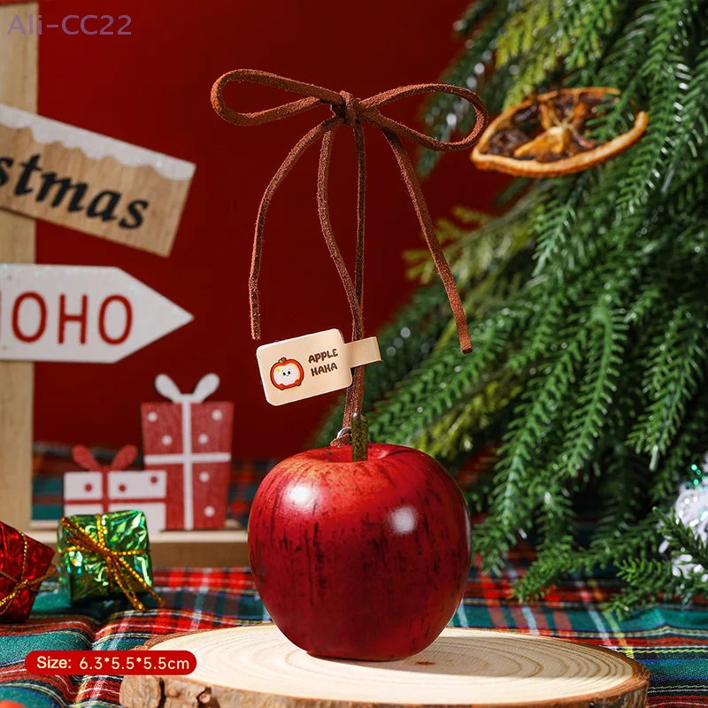 {CC22} محاكاة زخرفة فاكهة التفاح لشجرة عيد الميلاد قلادة هدية المنزل عيد الميلاد حزب الديكور الملحقات