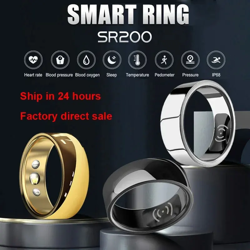 Smart Ring Multifunctional Step Health Tracker Heart Rate Blood Oxygen Monitor Waterproof Men Women Sleep Fitness Titanium Steel