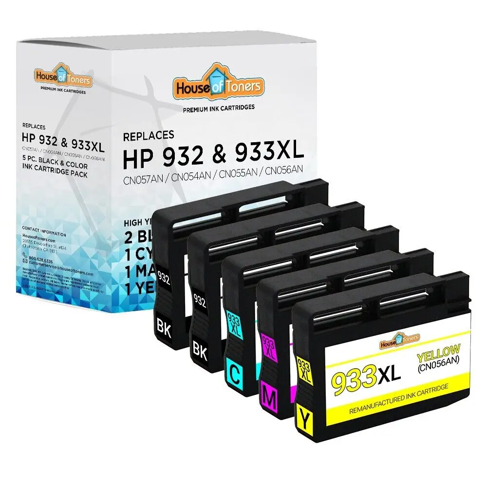 5 PACK 932/933 XL CN053AN CN054AN CN055AN CN056AN Ink for HP Officejet Series