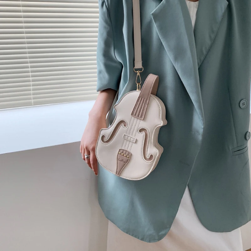 Kreative Violine Weiblichen Umhängetasche PU Leder Kleine Rucksäcke für Frauen Luxus Design Gewinde Damen Mode Schulter Tasche – Detail 11