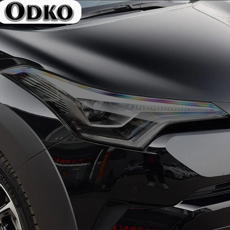 

2 Pcs Car Headlight Protective Film Smoked Black Tint Wrap Vinyl Transparent TPU Sticker For Toyota CHR 2018 2019 2020 2021