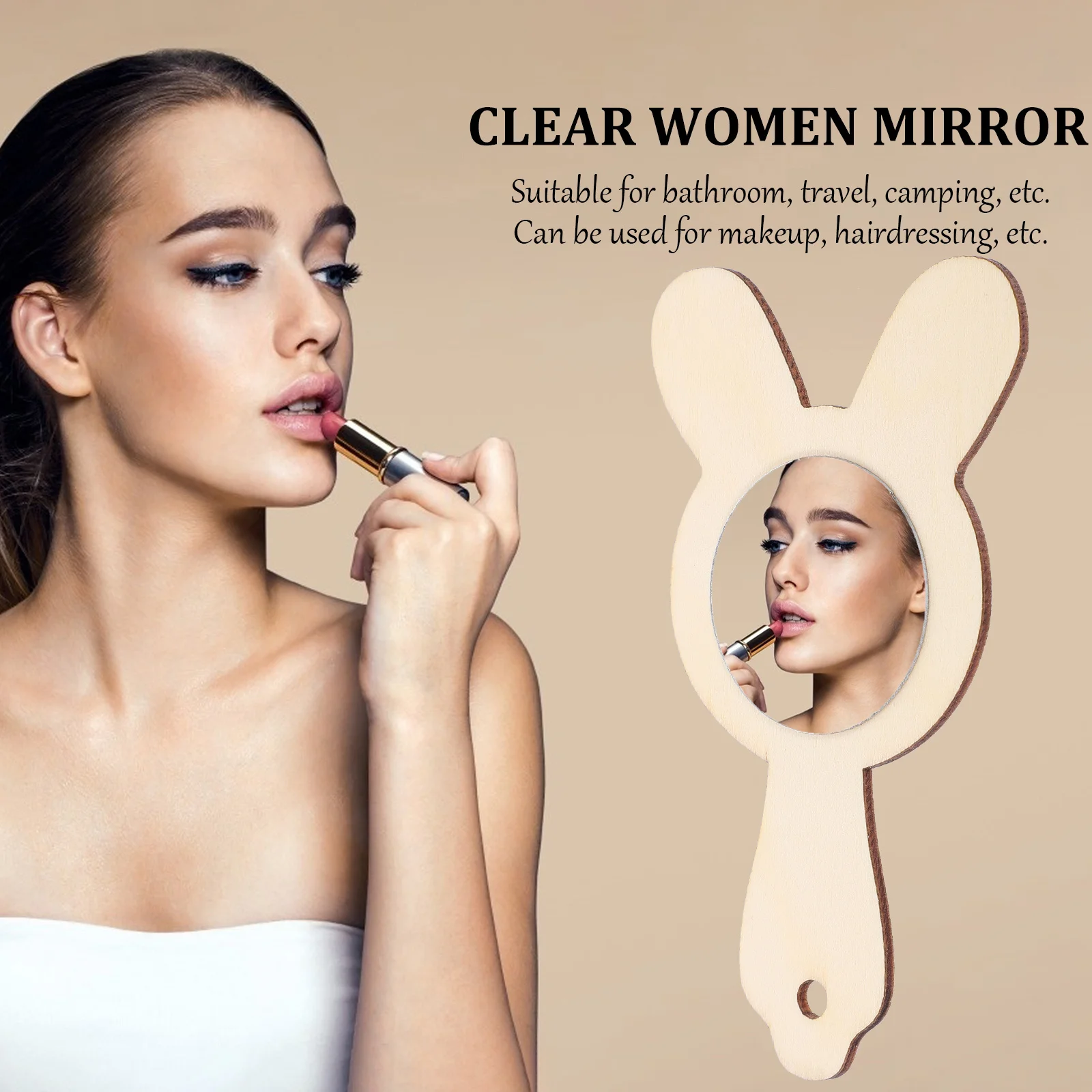 

10Pcs Wooden Handheld Mirrors Unfinished DIY Painting Mirrors for Craft Creative Projects Desk Display and Decorative Use