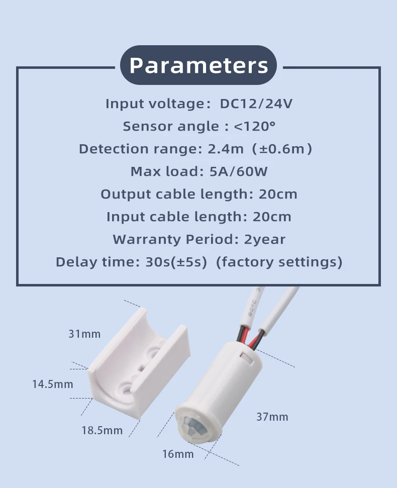 PIR-Infrarot-Bewegungssensor-Schalter für LED-Beleuchtung, DC 12V 24V, für Schrank- und Treppenbeleuchtung – Detail 4