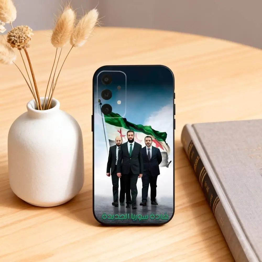 أحمد الشارا سوريا العلم جراب هاتف لسامسونج S25,24,23,22,30,21,10,9,Ultra,Plus,Lite,FE,4,5G حافظة سوداء ناعمة