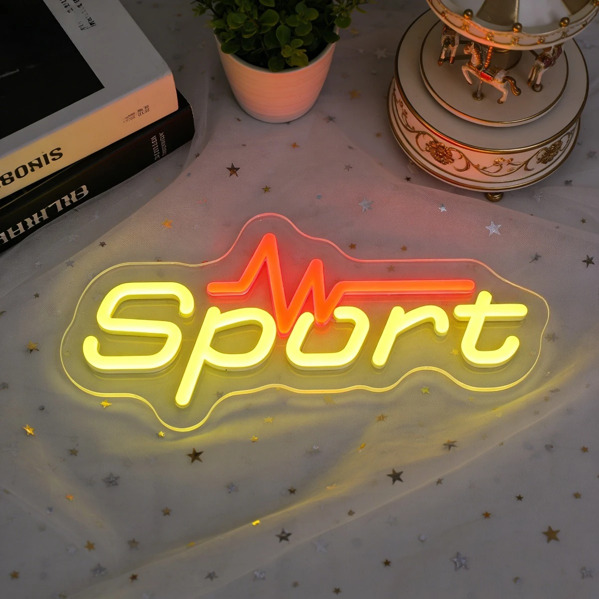 ハートビートデザインのsportネオンサイン、寝室、ゲームルーム、ホームバーの装飾用ledウォールアート、スポーティな情熱の雰囲気照明ギフト