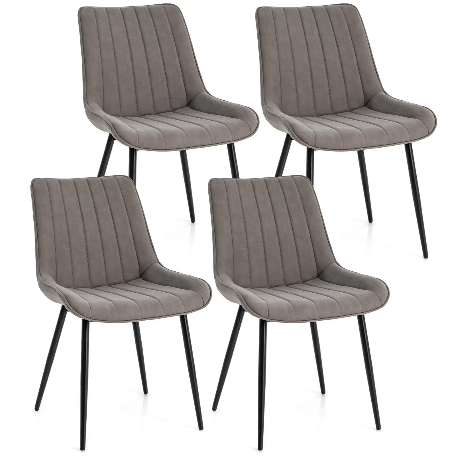 Dining Chair Set of 4 Upholstered Leisure Chairs w/ Metal Legs Padded Seat