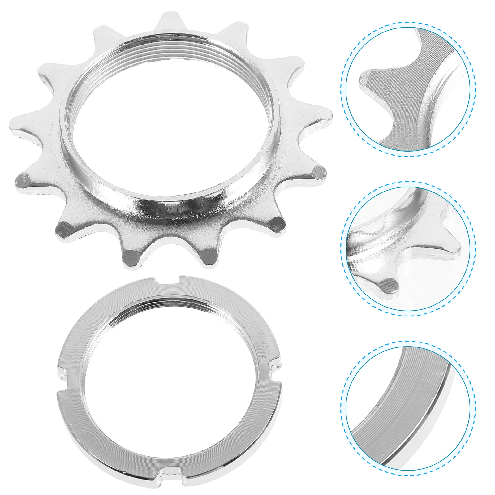 

13T Flywheel Fixing Ring Cycling Freewheel Fixed Metal Bike Gear Sprocket ﻿ Silver Single