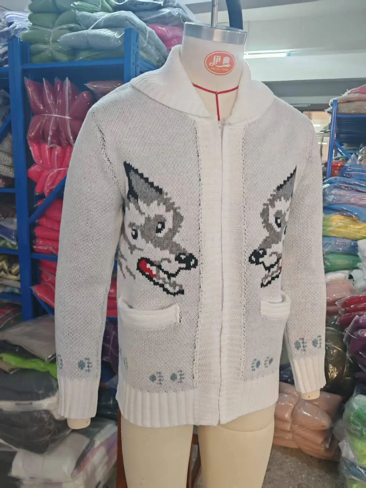 Men's Fox Plaid Knitted Sweater Blazer for Spring 2026 - Thick Knit with Zipper Closure Loose and Comfortable Style