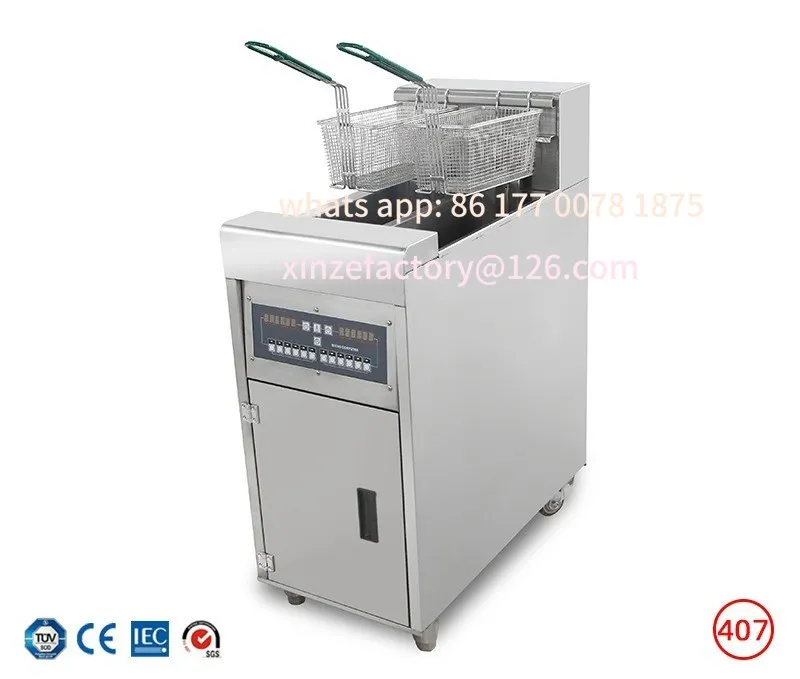 

Настраиваемая вертикальная коммерческая двойная 25-литровая фритюрница из нержавеющей стали, фритюрница для картофеля фри, курицы, жарки