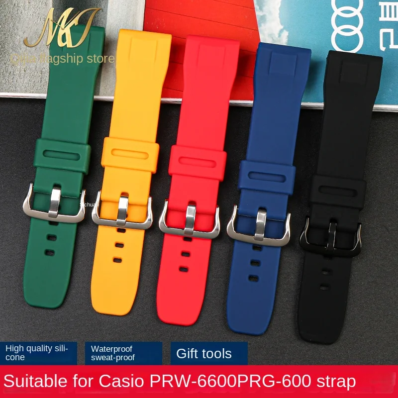 Rubber Strap 24mm for Casio PRW-6600 PRG-600/600Y PRG-650/650Y Wachband PRW-6600 GA2000 men\'s Sport silicone Waterproof Bracelet