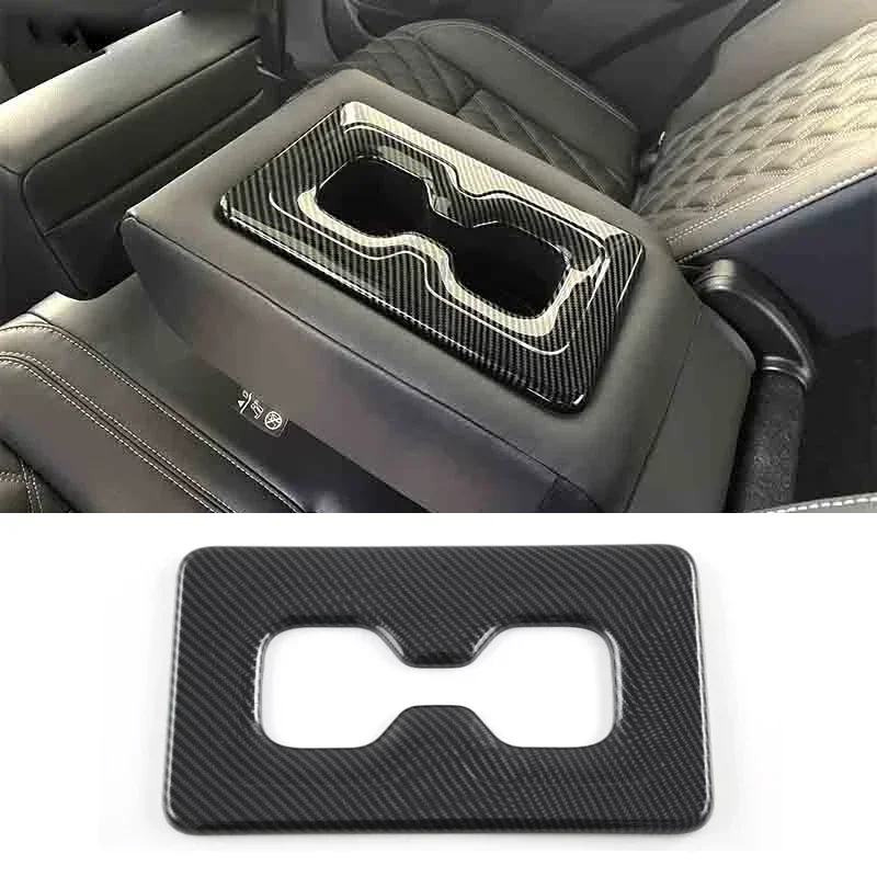 For Mitsubishi Outlander 2022 2023 Accessories Carbon Fiber ABS Car Rear Seat Water Cup Holder Cover Trim