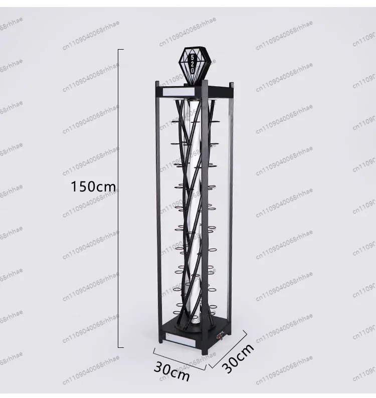 4-Tier Rotating LED Glass Rack, Motor Driven Color Changing Light Iron Wine Cup Holder for Bar Home Party