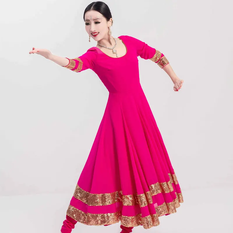 New Indian Dance Dress Bollywood Dance Clothes Oriental Classical Dance Stage Performance Costumes Multicolor Saree Suit DQL7759