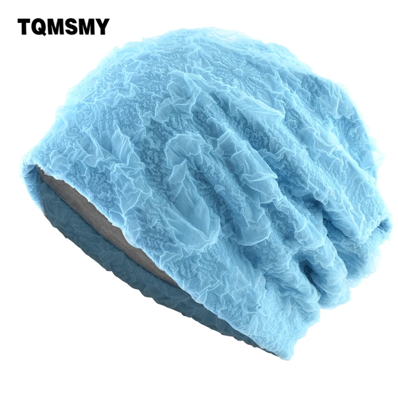 TQMSMY Women\'s Beanies Spring Summer Fashion Lace Beanies Hat Fashion Turban Hats Ladies Solid Color Bonnet Autumn Gorras E46