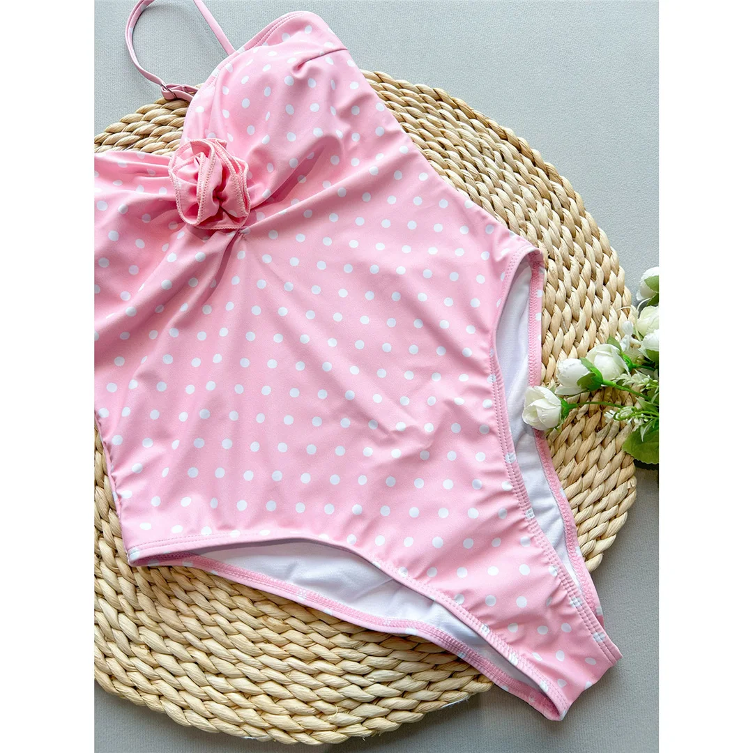 2026 Neuer 3D-Blumen-Punkte Scrunch-Butt Einteiliger Badeanzug Damen-Bademode mit hohem Beinausschnitt und Polsterung Badeanzug Schwimmanzug V6890 – Detail 10