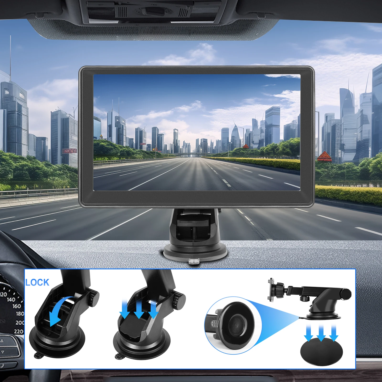 Podofo 7'' Smart Screen Player Carplay Android Auto Aiplay Android Cast EQ Monitor Samochodowy AUX Audio FM Transmisja BT Odtwarzacz Samochodowy — zdjęcie produktu 2